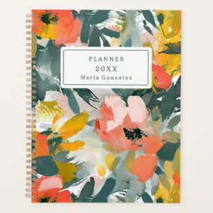Planejador Personalizado Floral Abstrato 2025 Sema