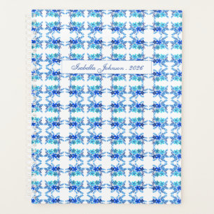 Planejador Personalizado Floral Aquarela Azul