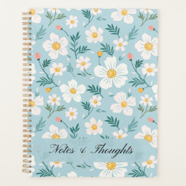 Planejador Personalizado Floral Azul Pastel Estéti