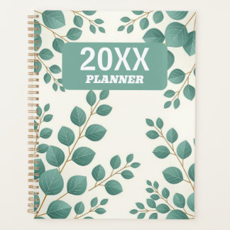 Planejador Personalizado Folhas Verdes Aquarela