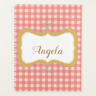 Planejador Personalizado Gingham Rosa