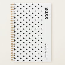 Planejador Personalizado Preto e Branco com Bolinh