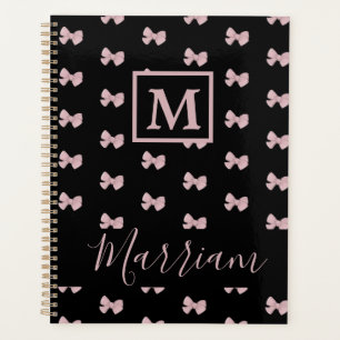 Planejador Personalizado Preto e Rosa Elegante