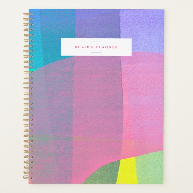 Planejador Personalizado Rosa de Camadas Pintadas (Frente)