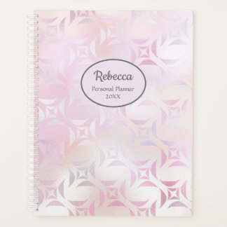 Planejador Personalizado Rosa Prata Glam Moderno