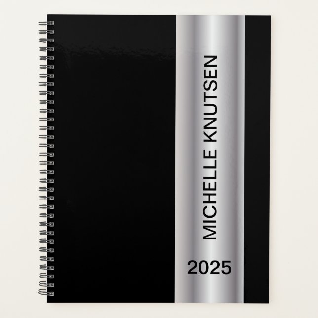 Planejador Personalizado Simples Black Silver 2025 (Frente)