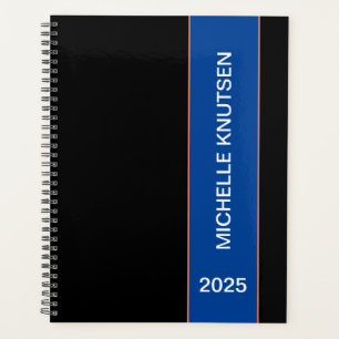 Planejador Personalizado Simples Preto e Azul 2025