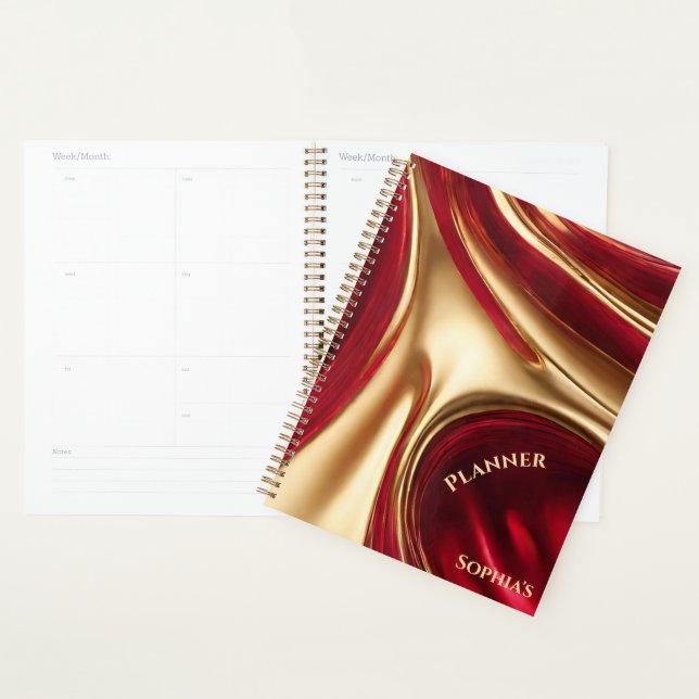 Planejador Personalizado - Vermelho e Dourado- (Exibição)
