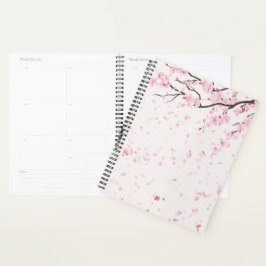 Planejador pessoal de flores rosa Sakura estético