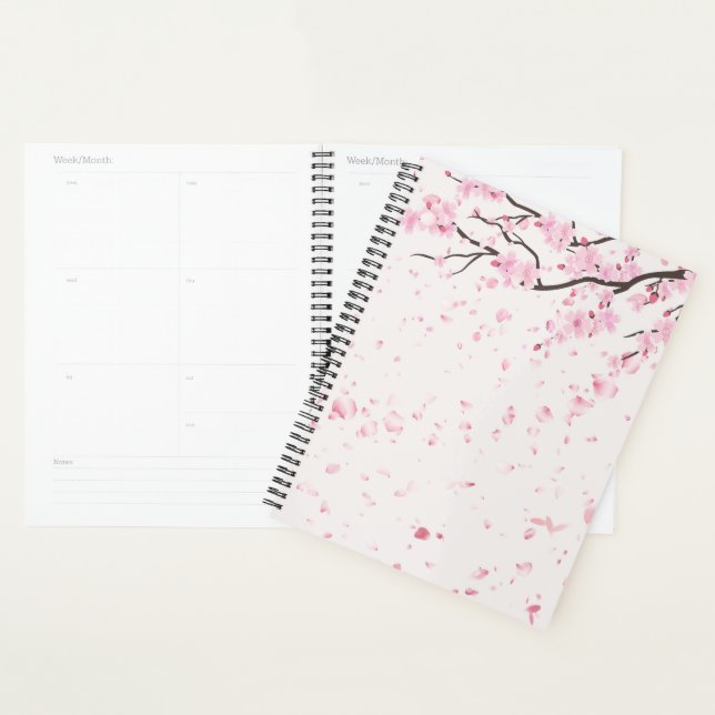 Planejador pessoal de flores rosa Sakura estético (Exibição)