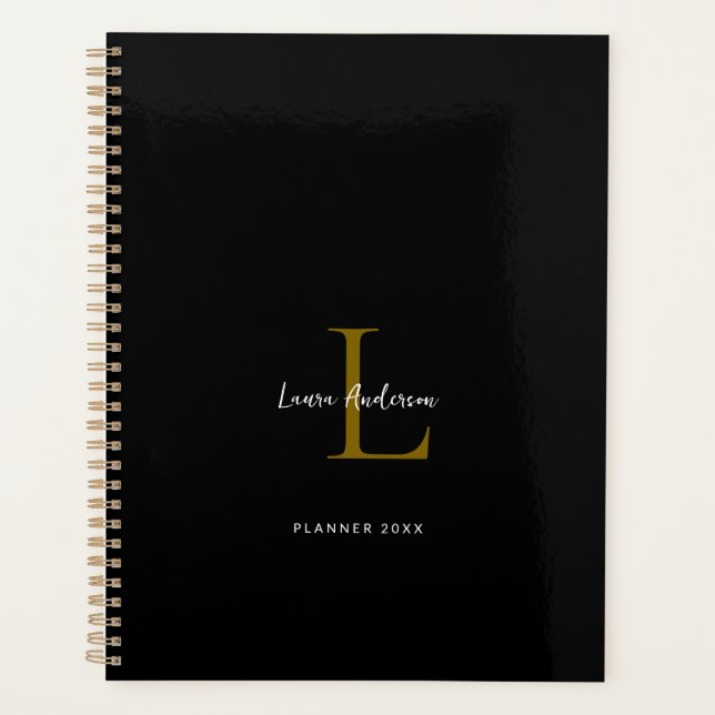 Planejador preto e branco monograma (Frente)