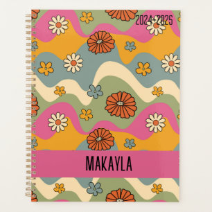 Planejador Retro Floral Mensal Inspirado dos anos