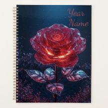 Planejador Rosa Vermelha Escura