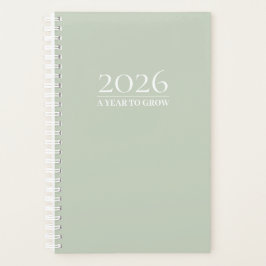 Planejador Sage Green 2026 | Título e Iniciais Per