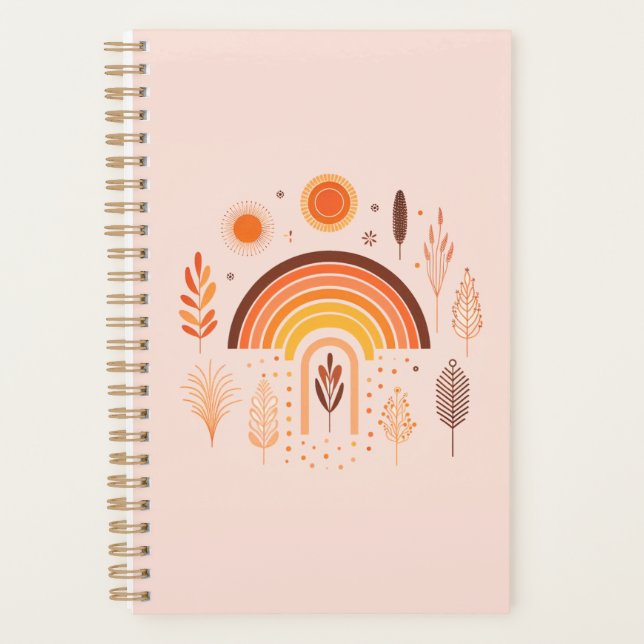 Planejador Semanal Boho Arco-Íris Plantas Terrosas (Frente)