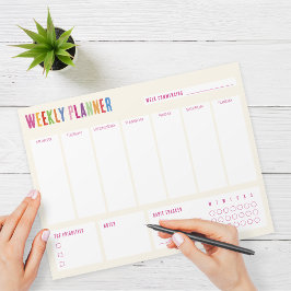 Planejador Semanal Colorido Bloco de Notas para Me