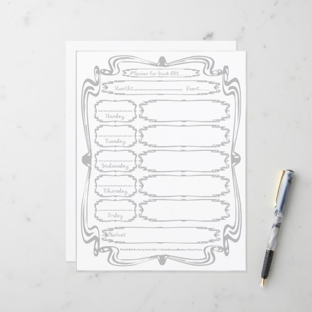 Planejador Semanal de 5 Dias da Fonte da Tecido Pr (Frente/Verso In Situ)