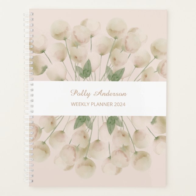 Planejador Semanal de Buquê Floral Cor-de-Água Ros (Frente)