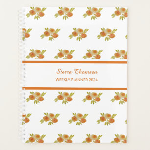 Planejador Semanal de Rosas Apricot de Aquarela