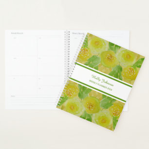 Planejador Semanal Floral Rosas Amarelas Aquarela