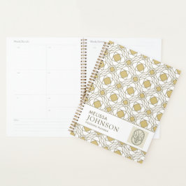 Planejador Semanal Geométrico Dourado Elegante