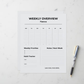 Planejador Semanal Minimalista | Organizador de Ta