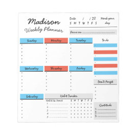 Planejador Semanal Personalizado Bloco de Notas Cu