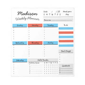 Planejador Semanal Personalizado Bloco de Notas Cu