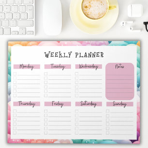 Planejador Semanal Sem Data, Bloco de Notas com Bo