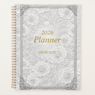 Planejador Simples Florido Com Moldura