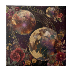 Planeta com Anel de Cristal Cósmico Arte Fantasia