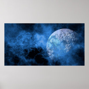 Planeta da Lua do Espaço Escuro Poster