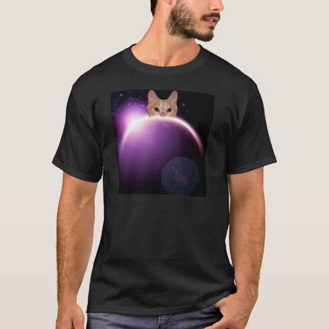 Planeta de Gatos Espaciais LOL Camisa Masculina En (Frente)