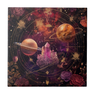 Planeta Floral Cósmico Nebulosa Roxa Espaço