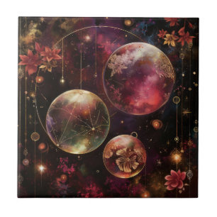 Planeta Galáxia Floral Cósmica Cristal Roxo