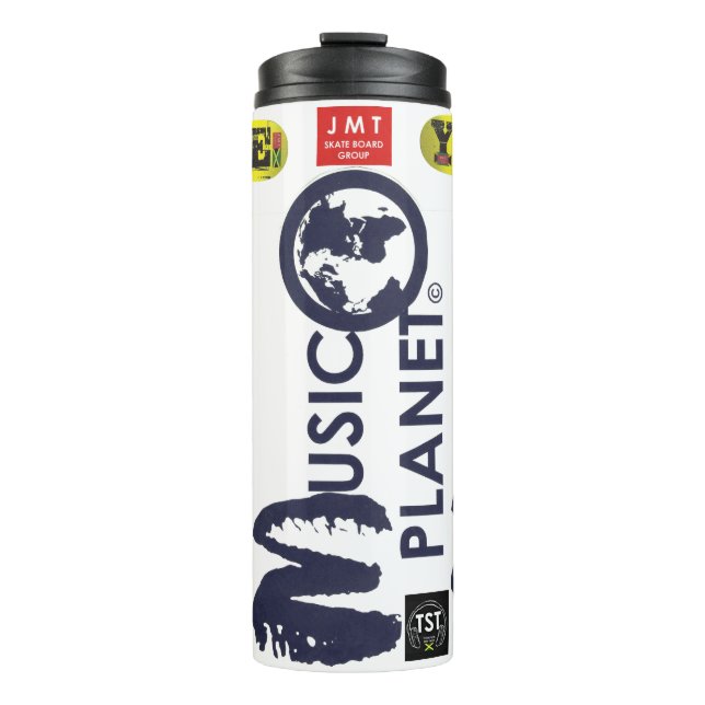 PLANETA MÚSICA. Garrafa Térmica Portátil (Frente)