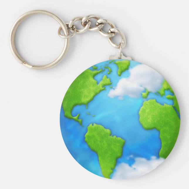 Planeta Terra e nuvens chaveiro (Frente)