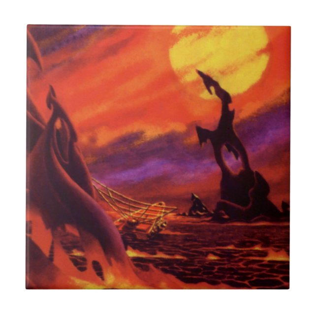 Planeta vulcânico de ficção científica com Red Lav (Frente)