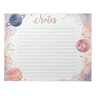 Planetas Aquarela Celestial Bloco de Notas Celesti