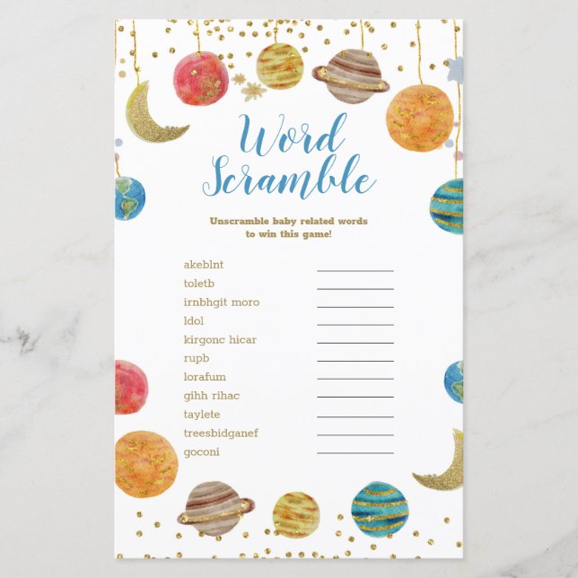 Planetas Chá de fraldas Espacial Exterior Escrâmbi (Frente)