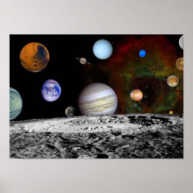 Planetas do Sistema Espacial Solar Poster (Frente)