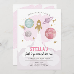 Planetas Externos Menina Primeiro Convite de Anive