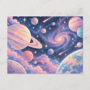 Planetas Pastel Sonhadores e Cartão Postal da Galá