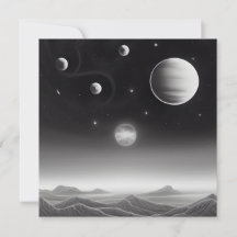 Planetas Retro Surreais em Placa Espacial