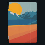 Planície Retro Montanha Ilustração Laranja Azul<br><div class="desc">Este gabinete na moda iPad apresenta uma ilustração colorida e ousada de uma paisagem retrorativa de montanha em vermelho,  laranja e azul.</div>