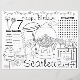 Planilhas de atividade em Candyland, placemats de