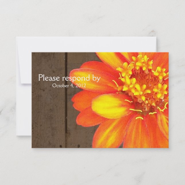 Planks de Madeira, Orange Zinnia RSVP com envelope (Frente)