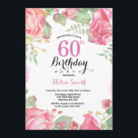 Plano Botânico 60.º Convite de Aniversário<br><div class="desc">Convite De Aniversário Para 80 De Botânica Convite de Aniversário para Mulheres de Rosa Floral Flor Floral de Água. Rosa Rosa Rosa Elegante e Flores de Pequim. Aniversário Adulto. Fundo Branco.Preto & Branco. 13 15 16º 18º 20 21 rua 30 40º 50º 80 de 60º 70 de 100º, qualquer idade....</div>