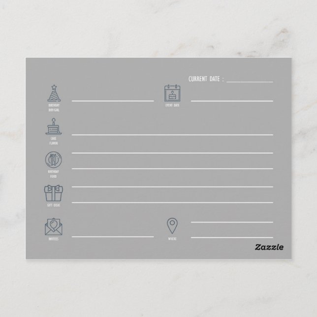 Plano de Aniversário : Cartão Postal (Verso)