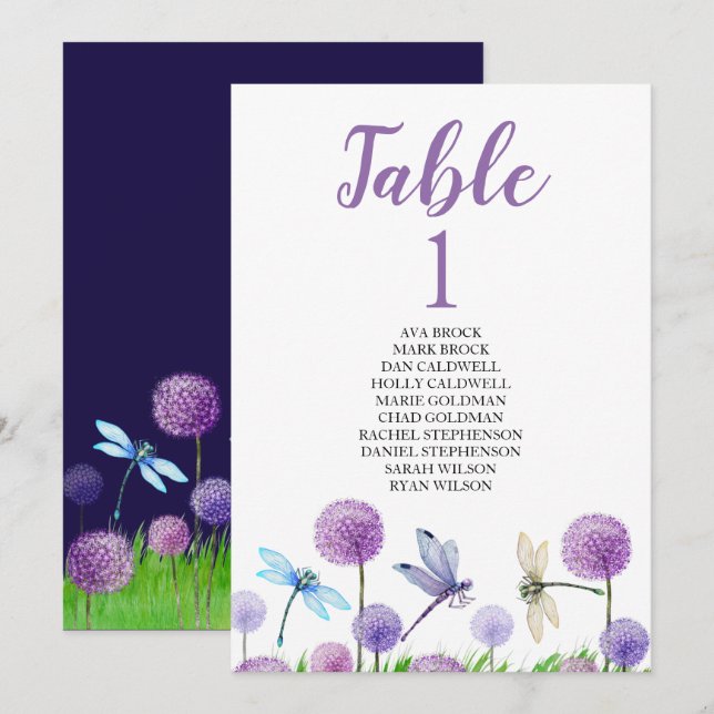 Plano de Assentos Cartão de Mesa Adorável Caligraf (Frente/Verso)